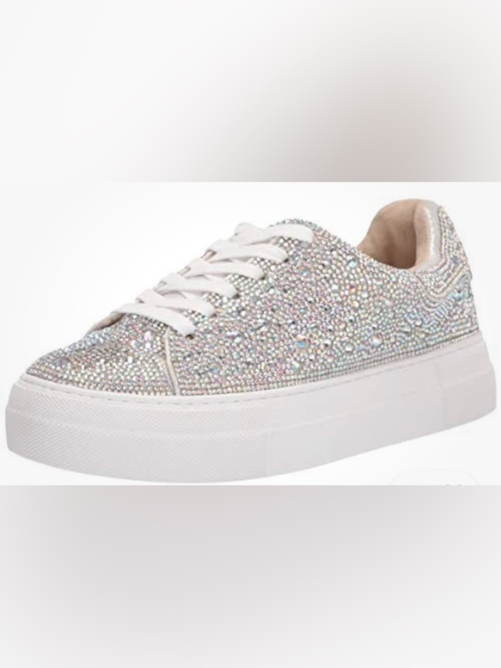 Betsey Johnson Iridescent Crystal White Platform Sneakers